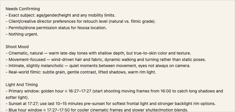 Turn the brief into a plan screen from The Photographer's Clipboard